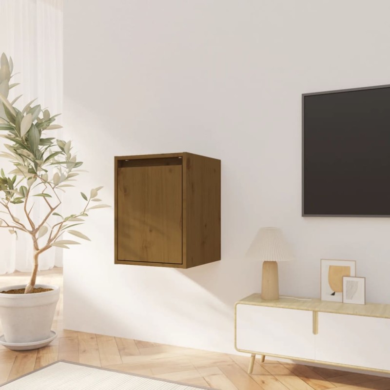 vidaXL Armario de pared madera maciza de pino marrón miel 30x30x40 cm vidaXL Armario de pared madera maciza de pino marrón miel 30x30x40 cm