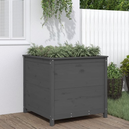 vidaXL Jardinera madera maciza de pino gris 82,5x82,5x78 cm