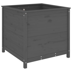 vidaXL Jardinera madera maciza de pino gris 82,5x82,5x78 cm