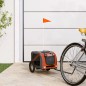 vidaXL Remolque de bicicleta mascotas hierro tela Oxford naranja gris vidaXL Remolque de bicicleta mascotas hierro tela Oxford naranja gris