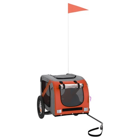 vidaXL Remolque de bicicleta mascotas hierro tela Oxford naranja gris