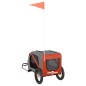 vidaXL Remolque de bicicleta mascotas hierro tela Oxford naranja gris vidaXL Remolque de bicicleta mascotas hierro tela Oxford naranja gris