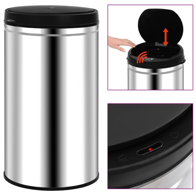 vidaXL Cubo de basura con sensor automático 60 L acero inoxidable vidaXL Cubo de basura con sensor automático 60 L acero inoxidable