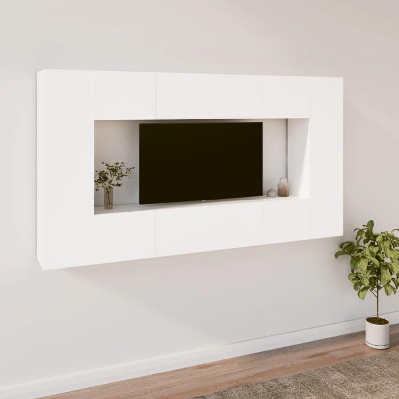vidaXL Set de muebles para TV 8 piezas madera contrachapada blanco vidaXL Set de muebles para TV 8 piezas madera contrachapada blanco