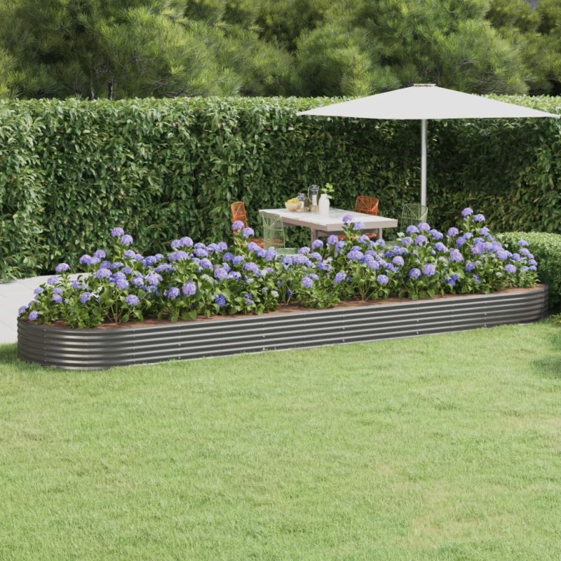 vidaXL Jardinera arriate acero recubrimiento polvo gris 523x140x36 cm vidaXL Jardinera arriate acero recubrimiento polvo gris 523x140x36 cm