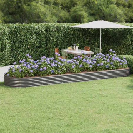 vidaXL Jardinera arriate acero recubrimiento polvo gris 523x140x36 cm