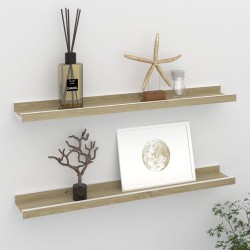 vidaXL Estantes de pared 2 unidades blanco y roble Sonoma 60x9x3 cm