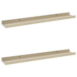 vidaXL Estantes de pared 2 unidades blanco y roble Sonoma 60x9x3 cm