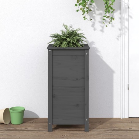 vidaXL Jardinera madera maciza de pino gris 40x40x78 cm