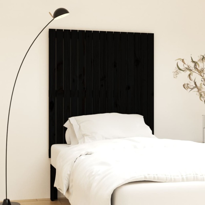 vidaXL Cabecero de cama pared madera maciza pino negro 95,5x3x110 cm vidaXL Cabecero de cama pared madera maciza pino negro 95,5x3x110 cm