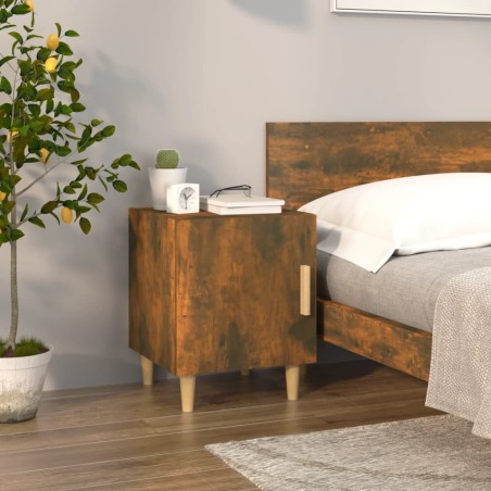 vidaXL Mesita de noche madera contrachapada color roble ahumado