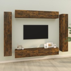 vidaXL Set de muebles de TV 8 pzas madera contrachapada roble ahumado