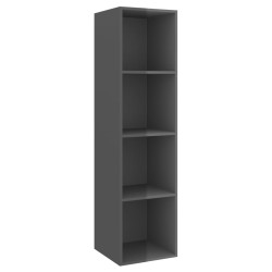vidaXL Mueble TV pared madera contrachapada gris brillo 37x37x142,5 cm