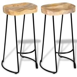 vidaXL Taburetes de cocina 2 unidades madera maciza de mango