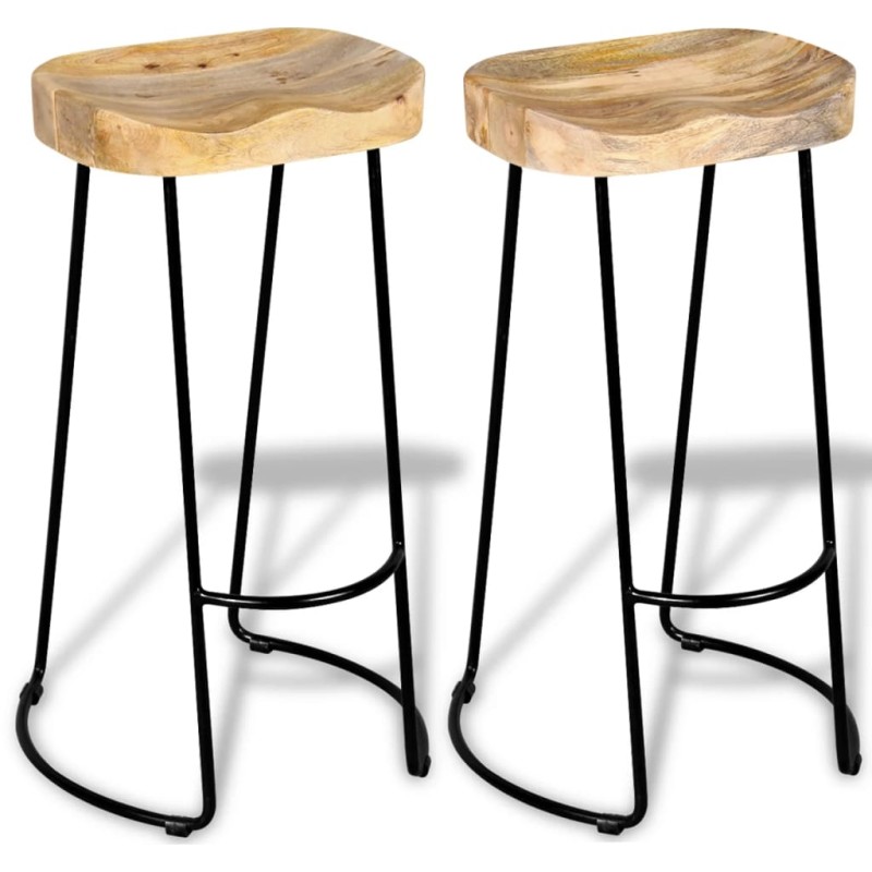 vidaXL Taburetes de cocina 2 unidades madera maciza de mango vidaXL Taburetes de cocina 2 unidades madera maciza de mango