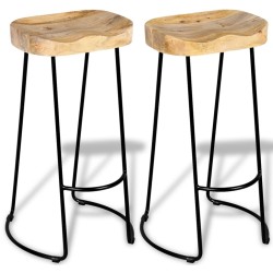 vidaXL Taburetes de cocina 2 unidades madera maciza de mango