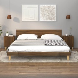 vidaXL Mesitas de noche 2 uds madera contrachapada color roble marrón