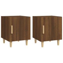 vidaXL Mesitas de noche 2 uds madera contrachapada color roble marrón