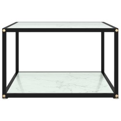 vidaXL Mesa de centro vidrio templado blanco 60x60x35 cm