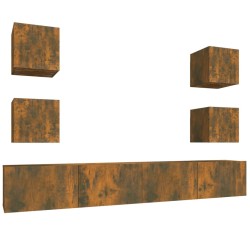 vidaXL Set de muebles de TV 6 pzas madera contrachapada roble ahumado