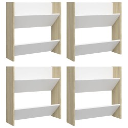 vidaXL Zapateros de pared 4uds contrachapada blanco y roble 60x18x60cm