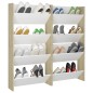 vidaXL Zapateros de pared 4uds contrachapada blanco y roble 60x18x60cm
