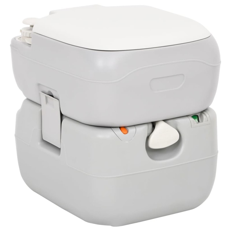 vidaXL Inodoro de camping portátil HDPE gris y blanco 22+12 L vidaXL Inodoro de camping portátil HDPE gris y blanco 22+12 L