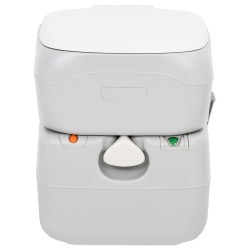 vidaXL Inodoro de camping portátil HDPE gris y blanco 22+12 L