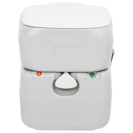 vidaXL Inodoro de camping portátil HDPE gris y blanco 22+12 L
