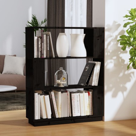 vidaXL Estantería/divisor madera de pino negro 80x25x101 cm