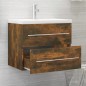 vidaXL Mueble lavabo madera contrachapada roble ahumado 60x38,5x48 cm vidaXL Mueble lavabo madera contrachapada roble ahumado 60x38,5x48 cm