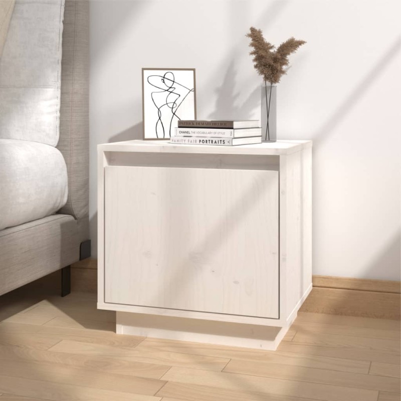 vidaXL Mesita de noche de madera maciza de pino blanco 40x30x40 cm vidaXL Mesita de noche de madera maciza de pino blanco 40x30x40 cm