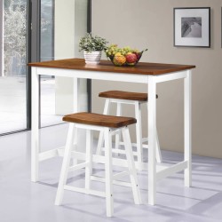 vidaXL Set de mesa y taburete de bar 3 piezas madera maciza