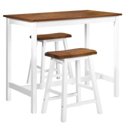 vidaXL Set de mesa y taburete de bar 3 piezas madera maciza