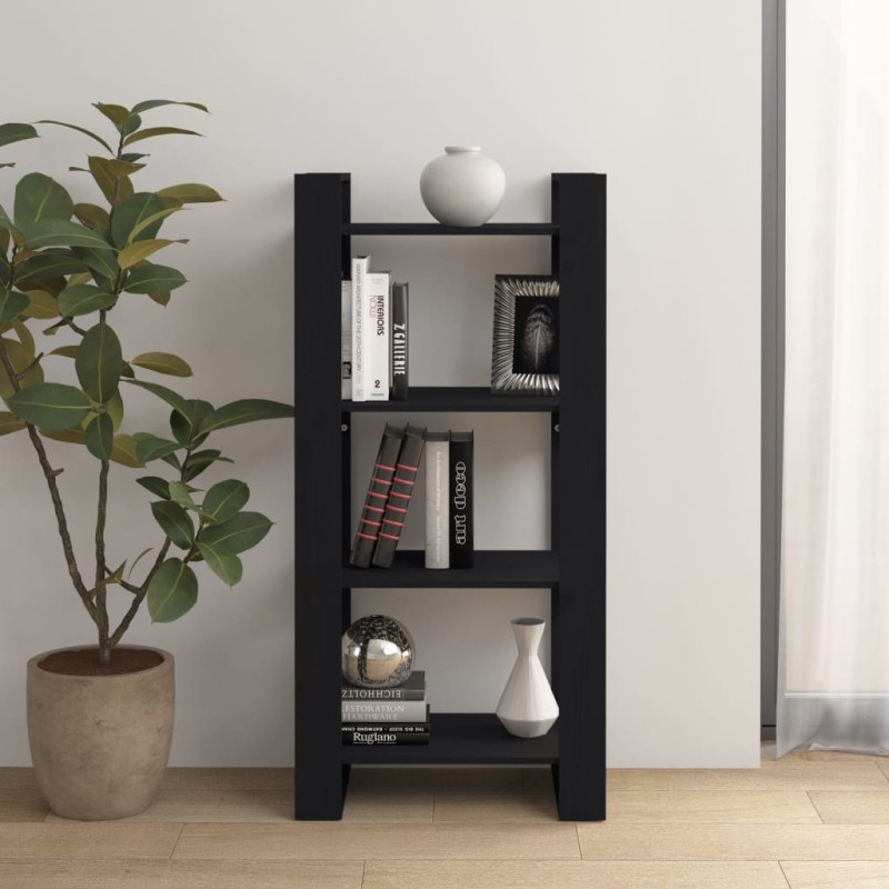 vidaXL Estantería/divisor de espacios madera maciza negro 60x35x125 cm vidaXL Estantería/divisor de espacios madera maciza negro 60x35x125 cm