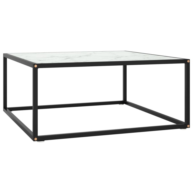 vidaXL Mesa de centro negra con vidrio de mármol blanco 80x80x35 cm vidaXL Mesa de centro negra con vidrio de mármol blanco 80x80x35 cm