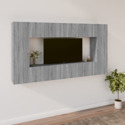 vidaXL Set de muebles para TV 8 pzas madera contrachapada gris Sonoma
