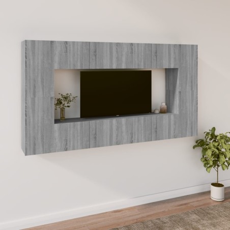 vidaXL Set de muebles para TV 8 pzas madera contrachapada gris Sonoma