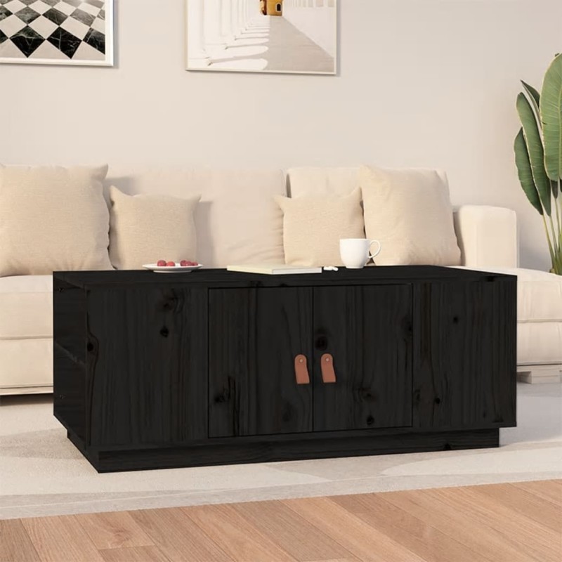 vidaXL Mesa de centro de madera maciza de pino negro 100x50x41 cm vidaXL Mesa de centro de madera maciza de pino negro 100x50x41 cm
