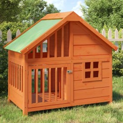 vidaXL Caseta para perros madera maciza de pino marrón 96x60,5x87 cm