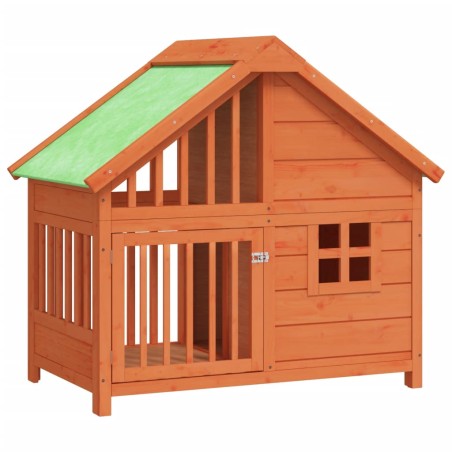 vidaXL Caseta para perros madera maciza de pino marrón 96x60,5x87 cm