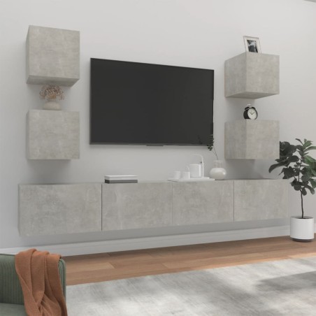 vidaXL Set de muebles de TV 6 pzas madera contrachapada gris hormigón