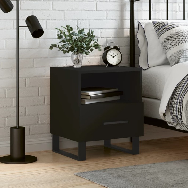 vidaXL Mesita de noche madera de ingeniería negro 40x35x47,5 cm vidaXL Mesita de noche madera de ingeniería negro 40x35x47,5 cm