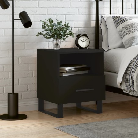 vidaXL Mesita de noche madera de ingeniería negro 40x35x47,5 cm