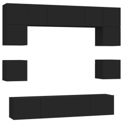 vidaXL Set de muebles para TV 8 piezas madera contrachapada negro