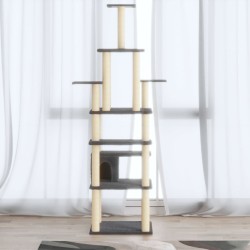 vidaXL Rascador para gatos con postes de sisal gris oscuro 183 cm