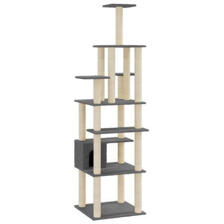 vidaXL Rascador para gatos con postes de sisal gris oscuro 183 cm