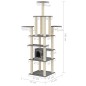 vidaXL Rascador para gatos con postes de sisal gris oscuro 183 cm