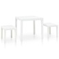 vidaXL Mesa de jardín con 2 bancos plástico blanco vidaXL Mesa de jardín con 2 bancos plástico blanco
