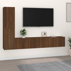 vidaXL Set de muebles para TV 4 pzas madera contrachapada marrón roble